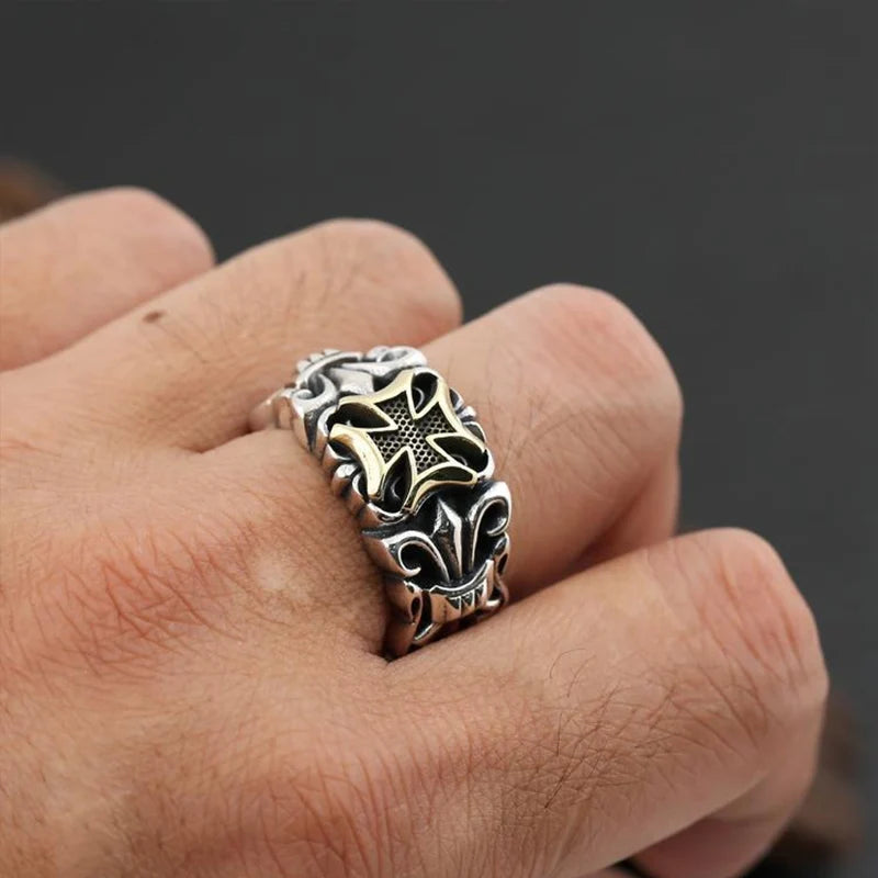 Punk style cross ring