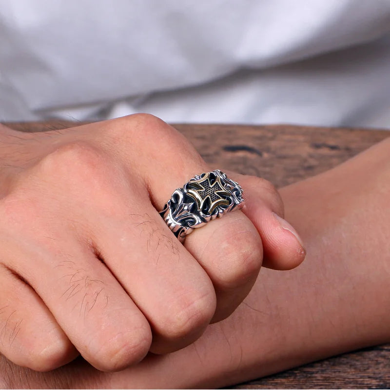 Punk style cross ring