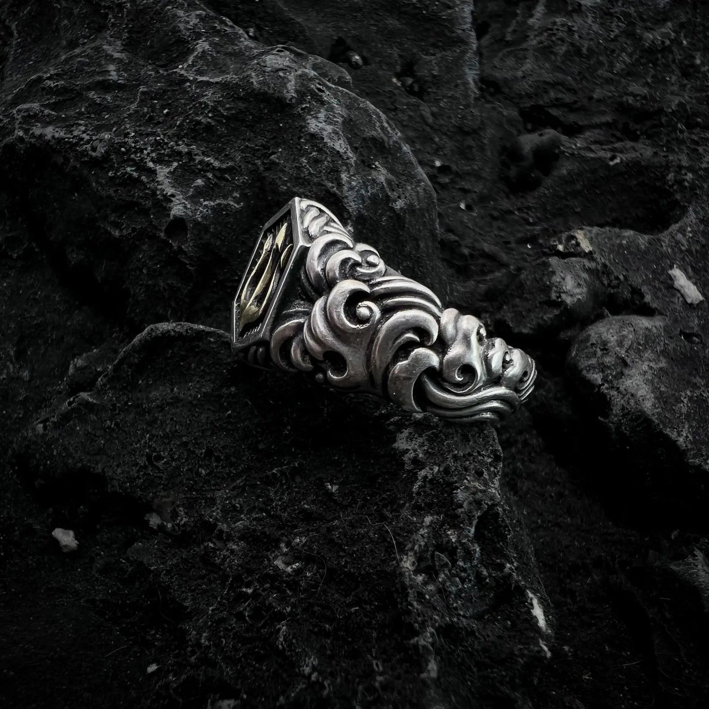 Vintage Gold Poseidon Trident Ring