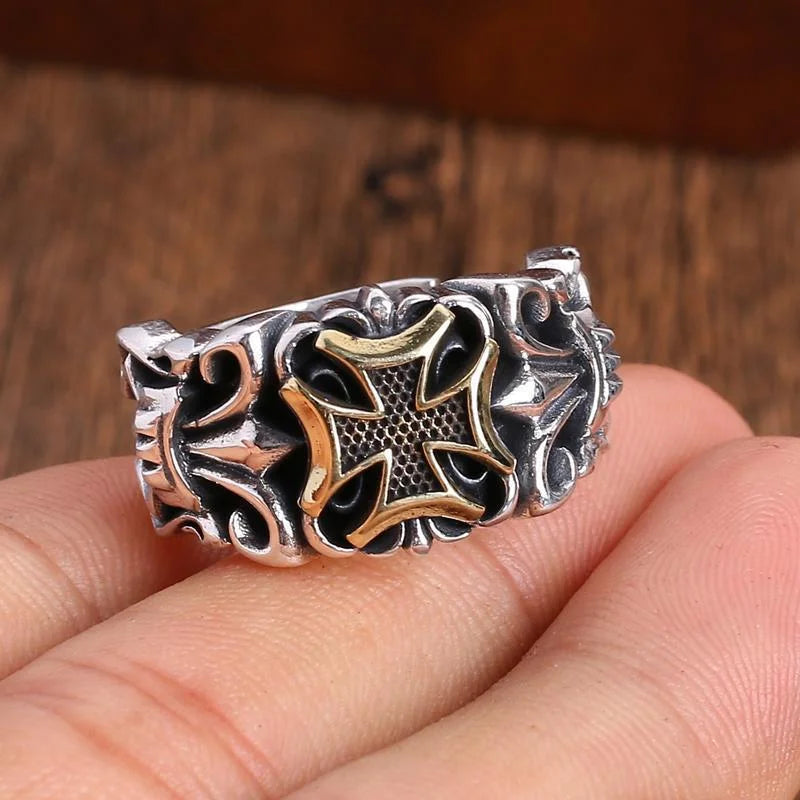 Punk style cross ring