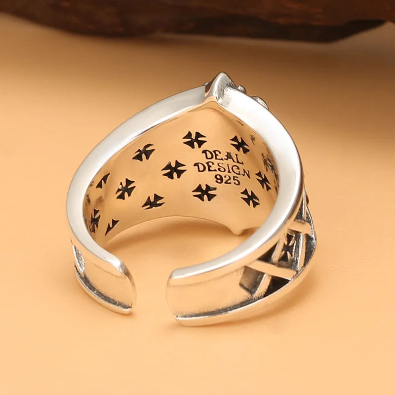 Punk style Thai silver single ring