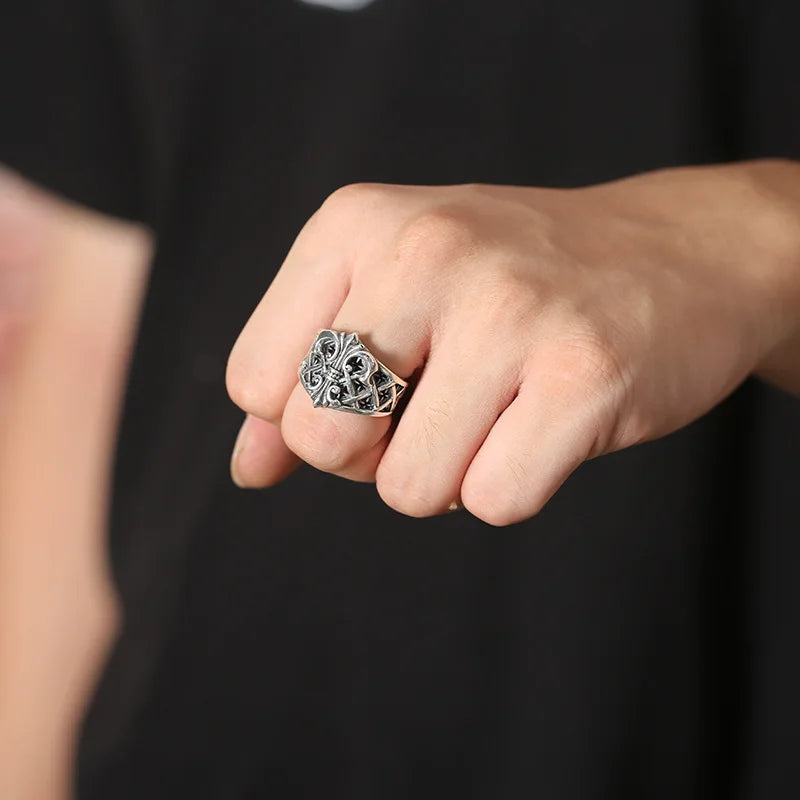 Punk style Thai silver single ring
