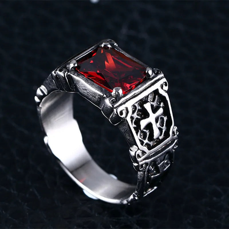 Red Zircon Ring with Personality