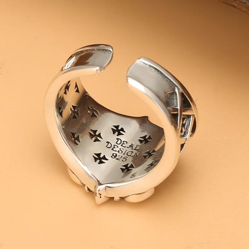 Punk style Thai silver single ring
