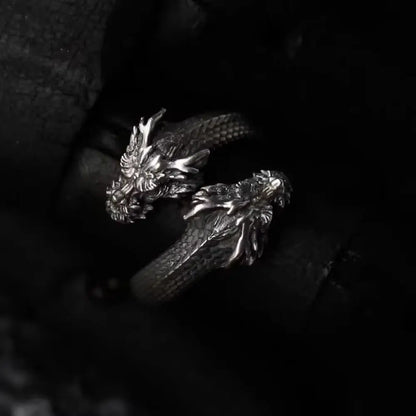 Unique new trend double headed dragon ring