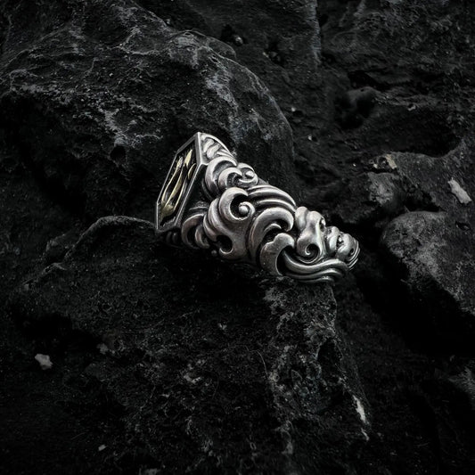 Vintage Gold Poseidon Trident Ring