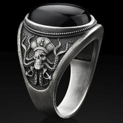 Goth Pirate Skeleton Octopus Ring