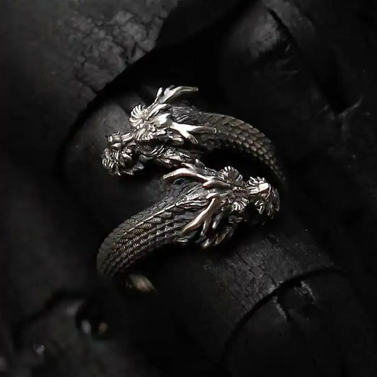 Unique new trend double headed dragon ring