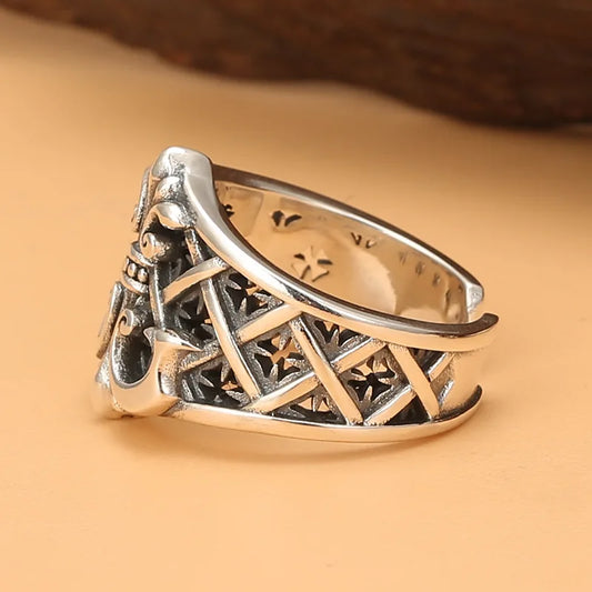 Punk style Thai silver single ring