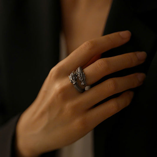 Unique new trend double headed dragon ring